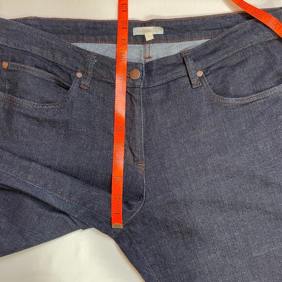 Eileen Fisher Jeans Straight Leg Dark Wash Stretch Size L - Picture 4 of 10
